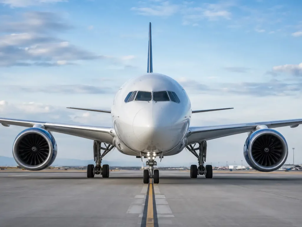 Passagierflugzeug auf einer Start und Landebahn